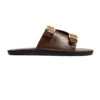 Double-Buckle Leather Slides (Brown) - Image 2